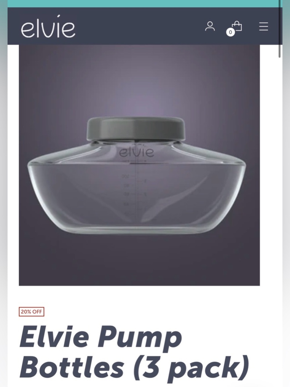 Elvie Pump Bottles 3 pack Replacement Cups Breast Pump Parts